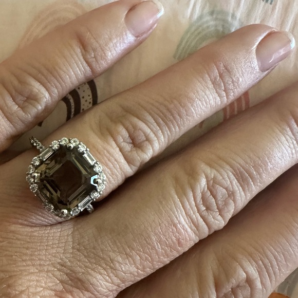 🌼 Etsy Smoky quartz ring with 925 stamped sterling silver size 7 - Picture 5 of 10